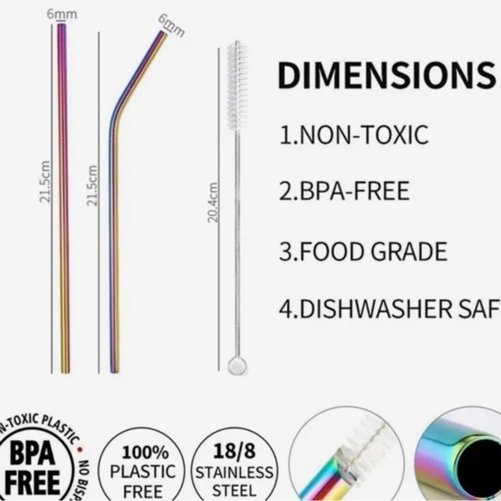 New Beautiful Colourful metal stainless steel straw set